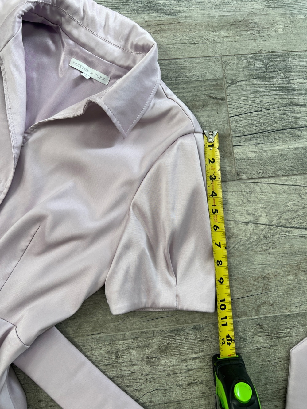 Preston & York Lavender Midi Shirt Dress with tie, puff sleeve and pearl buttons - Picture 8 of 14